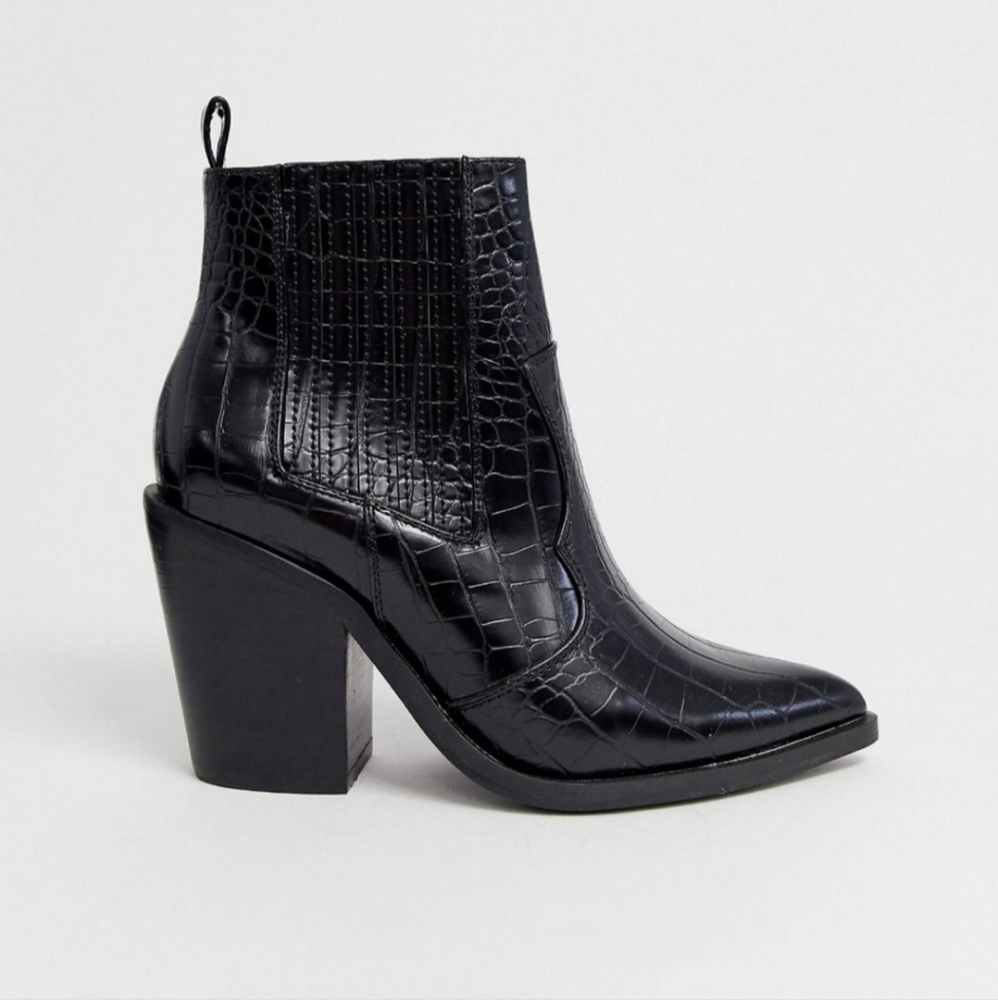 ASOS croc embossed bootie